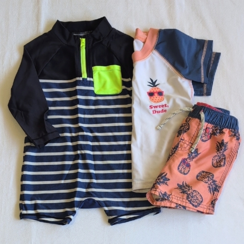 BABY GAP | 3pc Summer Vacation Swim Bundle Rash Guard Trunks One Piece | 18-24M
